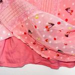 LC Lauren Conrad Pink Cherry Print Swiss Dot Pleated Contrast Top Photo 5