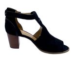 Jack Rogers Cameron Suede T-Strap Bootie Block Heel Open Toe Cut Out Black 10 Photo 2