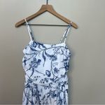 Loft Bird Toile Strappy Midi Pocket Dress NEW Size 8P Blue White Floral Cotton Photo 4
