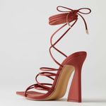Oh Polly  Bound to You Leatherette Lace Up Heels Sandals in Terracotta Size‎ 8.5 Photo 4