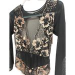 Auden Bodysuit Lingerie Women's M Black/Pink Floral Lace Feminine Sexy Romantic Black Size M Photo 3