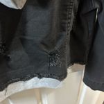 Contraband Black Distressed Denim Jacket w attached gray hoodie medium Photo 5