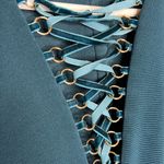 Topshop Teal Deep Crisscross V Neck Plunging Bodycon Mini Dress Photo 3