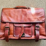 18 Inch Vintage Men's Brown Handmade Leather Briefcase Best Laptop Messenger Bag Photo 0