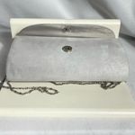 Elegant Gray Clutch Bag Purse Embellished Silver Stones And Chain NEW Photo 2