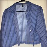 H&M Blue and White Striped Blazer Photo 0