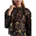 Alice + Olivia π$375 JULIUS SMOCKED BLUSH KISS BLACK TOP SHIRT BLOUSE SZ med Photo 6