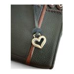 Brighton Elegant Zip Hearts Back Leather Organizer Shoulder Bag, Black & Brown Photo 2