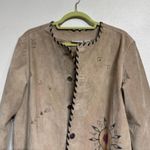 Chico's Tan Genuine Suede Leather Vintage Native Tribal Jacket Sz 2 Photo 2