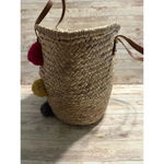 Thacker NYC Straw Shoulder Bag Pom Poms Beach Pool Boho Tan Photo 4