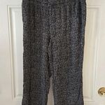 Women’s RETROLOGY Wide Leg Ankle Pants Paper Bag Waist Black & White Size Large Photo 0