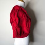 Anthropologie Moth  Red Wool Ruffle Shoulder Crop Sweater Photo 2
