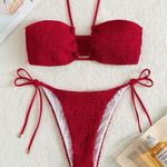 SheIn NWOT- Red Textured Bikini Set Photo 0