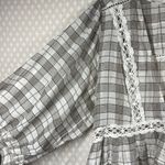 Free People  White Grey Plaid Time Out Eyelet Tiered Tunic Top Photo 4