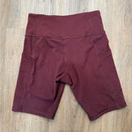 Banana Republic  Burgundy Bike Shorts‎ Women's Medium Athletic Activewear Pockets Photo 0