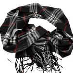 V. Fraas BLACK WHITE RED PLAID ALL OVER PRINT SCARF 62X12 Photo 1