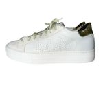 P448 John Low Top Leather Sneakers Women’s 39 8.5 White Gold Metallic Italy Made Photo 5