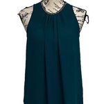 Violet+Claire Green Beaded Neckline Crepe Blouse Womens Career Modest Mature S Photo 0