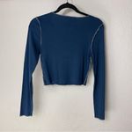 Forever 21  Blue Long Sleeve Crop Fitted Crew Neck Tee Photo 2