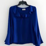 Anthropologie Everly long sleeve ruffled royal blue small Photo 1