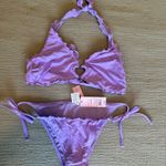 Wild Fable Heart Pattern Eyelet Halter Bikini Photo 1