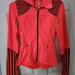 Lululemon  Stride Jacket Neon Coral Orange Striped Define Forme Zip Up Jacket 2 Photo 4