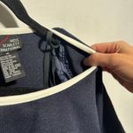 Vintage 80s Navy Blue Maxi Dress Sailor White‎ Trim Sz 14 Nautical Preppy Retro Photo 5