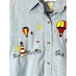 Christopher & Banks Christopher‎ & Banks Vintage Embroidered Beach Balloon Scene Button Up Shirt M Photo 6