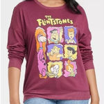 The Flintstones Womens Graphic Sweatshirt Long Sleeve Burgundy‎ Size 1X NWT Red Photo 0