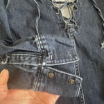 Free People Free‎ People Small Neopolitan Dreams Denim Tunic Lace Up Long Sleeve Cotton Boho Photo 5