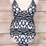 Seafolly  ModernTribe Bluesteel Deep V Maillot One Piece Swimsuit Size 8 Photo 14