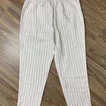 Lou & grey Size L Pants 36” 100% Linen Striped Ankle Cropped High Rise Women’s Photo 6