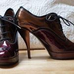 Lanvin Colorblock Patent Leather Lace Up Ankle Heel Boots Booties Size 37.5 Purple Photo 0