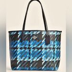 Coach  City Tote Graphic Plaid Print Blue & Black Carryall Large Photo 8