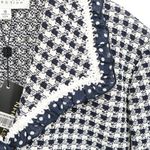 NWT St. John Collection Navy White Check Knit Jacket Soutache Polka Dot Trim 10 Blue Photo 3