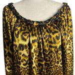 Vintage 90s Leopard Print Shift Dress L Brown Braided Collar Puff Sleeve Pockets Size L Photo 1