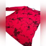 Avenue of the Stars Vintage 90s Red Black Velvet Floral Goth Witchy Cropped Top Photo 1