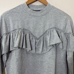 Topshop New  Sweatshirt Ruffle Front Long Sleeve Crewneck Size 6 Photo 2