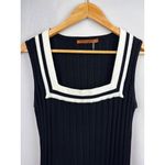 Belldini Womens XL Navy & White Ribbed Sleeveless Knit Top With Square Neckline Photo 1