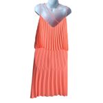 Jackie Jon‎ Women Mini Shift Dress 6 Bright Orange Pleated Cruisewear Resort Photo 2