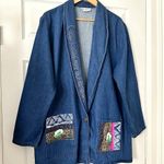 A.C. Clothing USA Boho Hand Painted Denim Jacket Sz XL Blue Photo 1