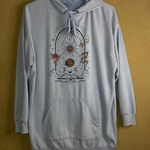 No Boundaries  Womens Graphic Hoodie XL Light Blue Celestial Sun Moon Snake EUC Photo 0