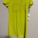 Calvin Klein  short-sleeve mini T-shirt dress in limeade with a sequin logo SZ SM Photo 0
