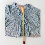 Doen Henri Ruffle Top Blue Daisy Fields Print Organic Cotton XLarge NEW‎ Size XL Photo 13