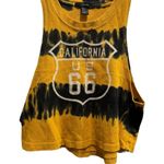 Forever 21 US 66 Graphic Tie Dye Crop muscle tee Small Black Yellow Photo 2