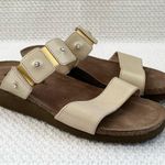 Naot Beige Metallic Patent Sheen Double Strap Slip On Sandal Women 38 Size 7 Photo 9