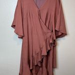 Peach Love California  True Wrap Dress Butterfly Sleeve Side Tie Size Large Photo 0