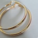 Gold Filled Tricolor Accent Hoop Earrings Photo 2