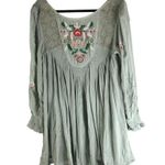Free People Mint Mohave Mini Dress Embroidered Woven Boho Green Size S Photo 3