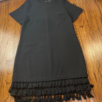 ZARA  Black Short Sleeve Mini Party Dress with Tiered Tassels Hem Photo 0
